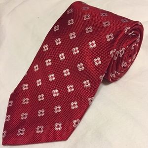 Haspel Tie Silk Red Pink Floral Geometric Business